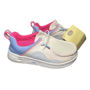 Hey Dude Shoes Youth Size 32‎ White Blue Pink Wally Y Hey2O Classic Slip On New